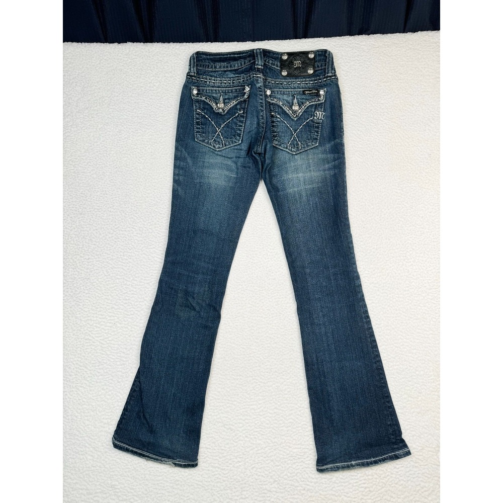 Miss Me Jeans Womens 25 Fits 27x31 Blue Denim Faded Bootcut Leg Stretch JW5180B7